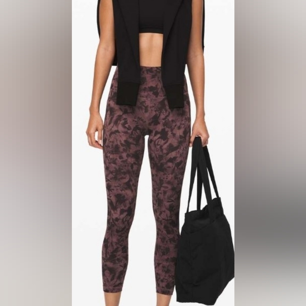 Lululemon Align Pant II 25"Mini Dusk Floral Antique Bark Black - Picture 1 of 4
